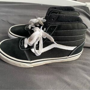 Kids Black and White High-Top Vans Sneakers, Sz. 3